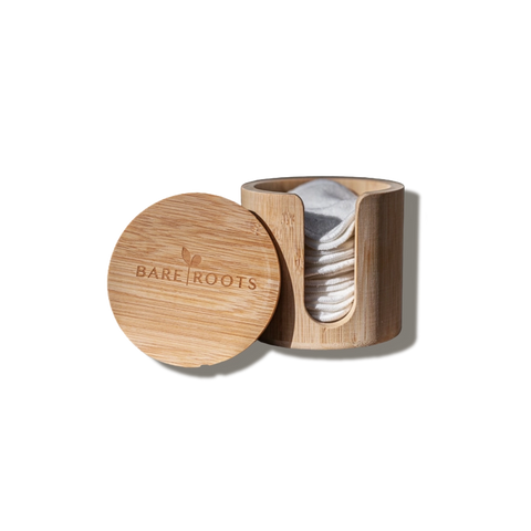 Bamboo Holder and Cotton Pad Set