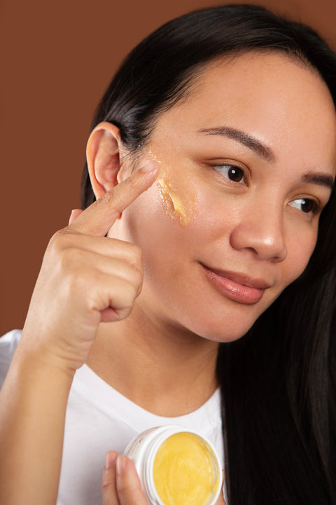 product swatch on models cheek