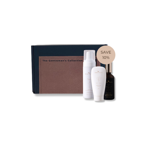 Bare Roots Gentlemen’s Collection bundle shown against a light background featuring skincare essentials for men.