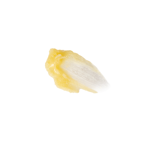 golden yellow balm swatch against white background