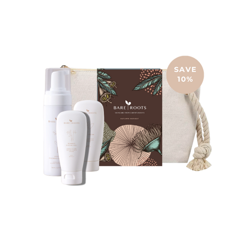 Bare Roots Autumn Harvest Bundle — Gentle Foaming Cleanser, Bamboo Enzyme Peel and Vital Cream gift set