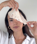 Camellia Sheet Mask on womans face