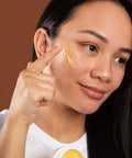product swatch on models cheek