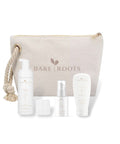 Bare Roots Clear Skin Bundle with branded canvas travel pouch — natural skincare for acne-prone skin