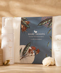 Bare Roots skincare products on a wooden surface with a natural background