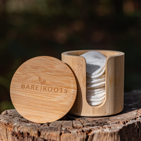 Bamboo Holder and Cotton Pad Set