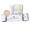 Bare Roots mini treat package with skincare products on a white background