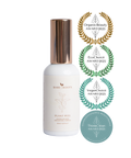 plant peel bottle, gold cap with award badges
